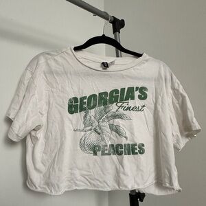 White Crop Top with Green Graphic